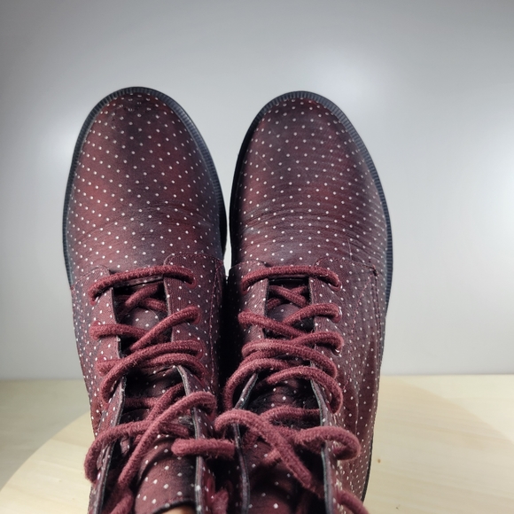 Dr. Martens Evan Maroon & White Polka Dots Boots Booties Women's Size 7 - Picture 5 of 14